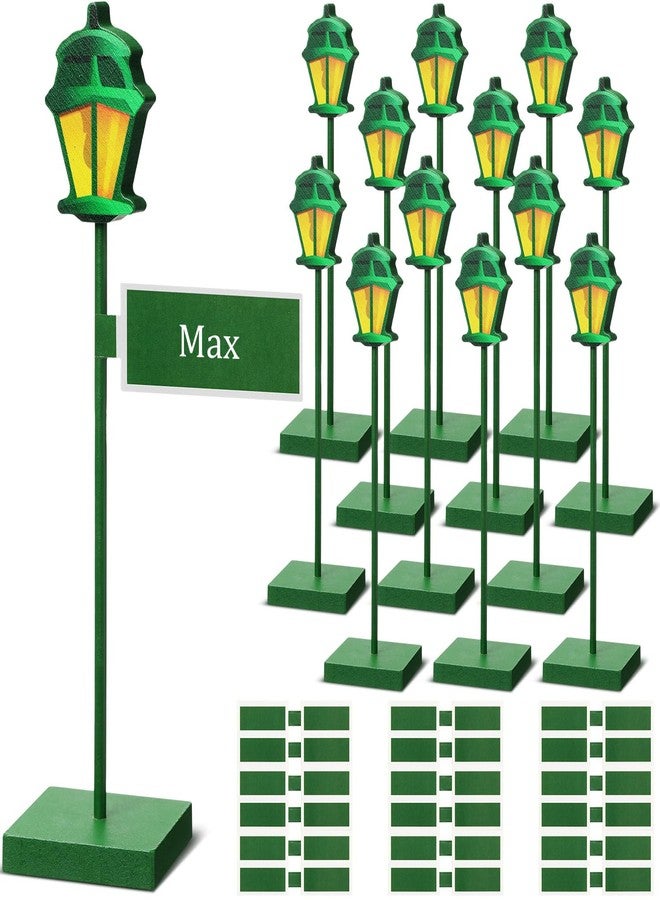 Colingmill 6 Pcs Street Sign Lamp Post Centerpiece Wooden Lamp Post with Street Party Sign Sticker for Toy Decor Friend Birthday Party Supplies Decoration(Green) - Image 1